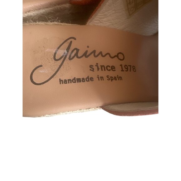 Gaimo Handmade In Spain Orange Suede Espadrille Wedge Slides Size 40 - Picture 4 of 6